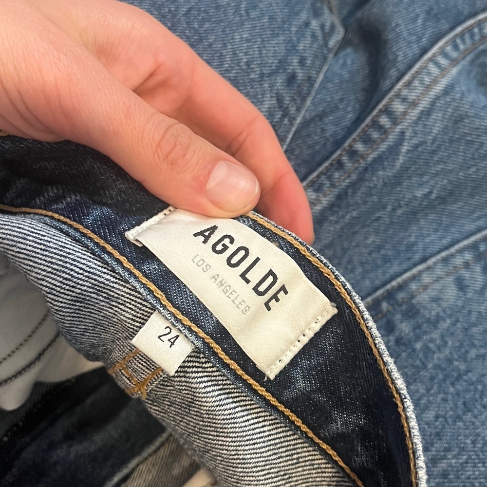 Agolde pinch waist Jeans medium wash cropped zip fly - Picture 6 of 10